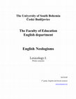 Research paper thumbnail of Neologisms in English language Jan Kolar