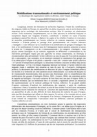 Research paper thumbnail of Mobilisations Transnationales Et Environnement Politique