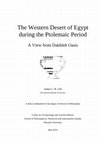 Research paper thumbnail of The Western Desert of Egypt during the Ptolemaic Period:  A View from Dakhleh Oasis (PhD Thesis, 2014)