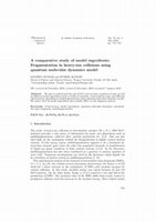 Research paper thumbnail of A comparative study of model ingredients: Fragmentation in heavy-ion collisions using quantum molecular dynamics model