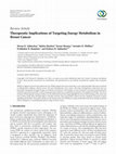 Research paper thumbnail of Therapeutic Implications of Targeting Energy Metabolism in Breast Cancer