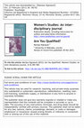 Research paper thumbnail of “Are You Qualified?,” Women’s Studies: An Interdisciplinary Journal (special issue: What is the Woman Artist Today?) v. 41 n. 8 (November 2012): 891-903.