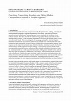 Research paper thumbnail of Describing, transcribing, encoding, and editing modern correspondence material: a textbase approach