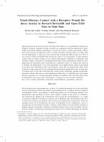 Research paper thumbnail of Cuello, M.I., Freidin, E., & Mustaca, A.E. (2010). Visual-olfactory contact with a receptive female reduces anxiety in reward downshift and open field tests in male rats. International Journal of Psychology and Psychological Therapy, 10, 1, 97-107.