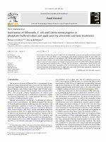 Research paper thumbnail of Inactivation of Salmonella, E. coli and Listeria monocytogenes in phosphate-buffered saline and apple juice by ultraviolet and heat treatments