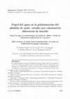 Research paper thumbnail of Papel del agua en la gelatinización del almidón de maíz: estudio por calorimetría diferencial de barrido