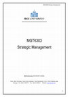 Research paper thumbnail of MGT6303 Strategic Management 0 MGT6303 Strategic Management