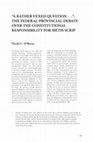 Research paper thumbnail of 'A rather vexed question...': The Federal-Provincial Debate over the Constitutional Responsibility for Metis Scrip