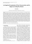 Research paper thumbnail of An Empirical Examination of Firm Characteristics and Its Impact on Listing Day Return