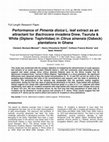 Research paper thumbnail of Performance of Pimenta dioica L. leaf extract as an attractant for Bactrocera invadens Drew, Tsuruta & White (Diptera: Tephritidae) in Citrus sinensis (Osbeck) plantations in Ghana