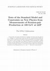 Research paper thumbnail of Tests of the Standard Model and Constraints on New Physics from Measurements of Fermion-pair Production at 189 GeV at LEP