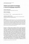 Research paper thumbnail of Implicit and explicit knowledge in second language acquisition