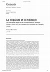 Research paper thumbnail of Le linguiste et le médecin. Les premières lettres de la correspondance Tesnière-Pichon (1936-1937) à la lumière d’un brouillon de Tesnière (1935)