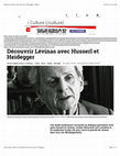 Research paper thumbnail of A review on my book in Slate.fr. (Culture) : Découvrir Lévinas avec Husserl et Heidegger -(http://www.slate.fr/story/96007/levinas-husserl-heidegger)