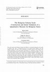 Research paper thumbnail of The Religious Schema Scale: Construction and Initial Validation of a Quantitative Measure for Religious Styles