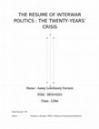 Research paper thumbnail of Interwar Politics of 20 years (1919-1938)