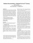 Research paper thumbnail of Software Documentation: a Standard for the 21st Century