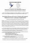 Research paper thumbnail of "Des Quatre Discours de Lacan à l'Analyse des Logiques Subjectives© (A.L.S.© ) : principes et applications". Conférence tenue à l'Hôpital psychiatrique Valvert, Marseille, France