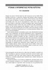 Research paper thumbnail of VÝZNAM A INTERPRETACE PETRA KOŤÁTKA