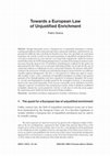 Research paper thumbnail of “Towards a European Law of Unjustified Enrichment?”