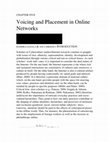 Research paper thumbnail of Voicing and Placement in Online Networks (the first in a series of kiva.org articles and the first in the "voicing" vs "voice" concept articles.)