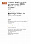 Research paper thumbnail of Religions, savoir et politique dans l’Europe moderne [résumé des conférences à l’EPHE 2012-2013]