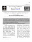 Research paper thumbnail of PRELIMINARY PHYTOCHEMICAL SCREENING AND IN VITRO ANTIOXIDANT POTENTIAL OF SEED EXTRACT OF CASSIA FISTULA LINN.