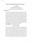 Research paper thumbnail of A CRITICAL EXPOSITION OF POVERTY IN NIGERIA

(Undergraduate personal assignment, Department of Philosophy, Lagos State University, Ojo, Lagos, Nigeria)