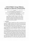 Research paper thumbnail of SAVE ENERGY: Energy Efficiency through User Behaviour Transformation