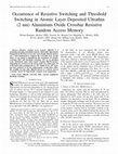 Research paper thumbnail of Occurrence of Resistive Switching and Threshold Switching in Atomic Layer Deposited Ultrathin (2 nm) Aluminium Oxide Crossbar Resistive Random Access Memory