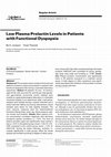 Research paper thumbnail of Low plasma prolactin levels in patients with functional dyspepsia