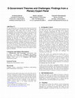 Research paper thumbnail of E-Government Theories and Challenges: Findings from a Plenary Expert Panel