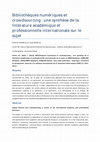 Research paper thumbnail of Bibliothèques numériques et crowdsourcing : une synthèse de la littérature académique et professionnelle internationale sur le sujet