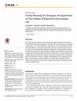 Research paper thumbnail of Family Planning for Strangers: An Experiment on the Validity of Reported Contraceptive Use