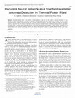 Research paper thumbnail of Recurent Neural Network as a Tool for Parameter Anomaly Detection in Thermal Power Plant