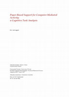 Research paper thumbnail of Paper-based Support for Computer-Mediated Activity: a Cognitive Task Analysis