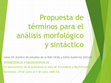 Research paper thumbnail of Propuesta de términos para el análisis morfológico y sintáctico