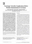 Research paper thumbnail of Neurologic Varicella Complications Before Routine Immunization in Germany