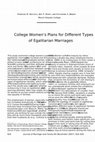 Research paper thumbnail of College Women?s Plans for Different Types of Egalitarian Marriages