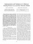 Research paper thumbnail of Implementation and Validation of a Multicast Routing Protocol in an Ad Hoc Network Testbed