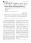 Research paper thumbnail of Solubility of stearic acid in various organic solvents and its prediction using non-ideal solution models