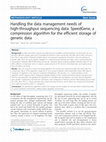 Research paper thumbnail of Handling the data management needs of high-throughput sequencing data: SpeedGene, a compression algorithm for the efficient storage of genetic data