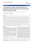 Research paper thumbnail of A comparative analysis of family-based and population-based association tests using whole genome sequence data