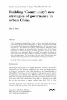 Research paper thumbnail of Building 'community': New strategies of governance in urban China