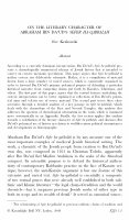 Research paper thumbnail of On the Literary Character of Abraham Ibn Da'ud's Sefer Ha-Qabbalah