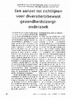 Research paper thumbnail of Een aanzet tot richtlijnen voor diversiteitsbewust gezondheids(zorg)onderzoek