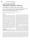 Research paper thumbnail of Whole-genome sequencing in health care