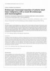 Research paper thumbnail of Endoscopic transnasal resection of anterior skull base malignancy with a novel 3D endoscope and neuronavigation