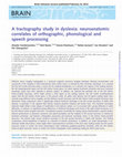 Research paper thumbnail of A tractography study in dyslexia: neuroanatomic correlates of orthographic, phonological and speech processing