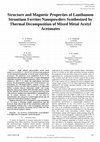 Research paper thumbnail of Structure and Magnetic Properties of Lanthanum Strontium Ferrites Nanopowders Synthesized by Thermal Decomposition of Mixed Metal Acetyl Acetonates